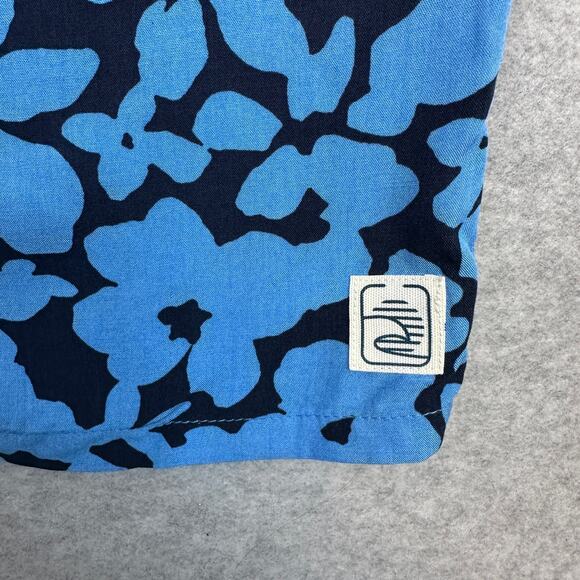 Laguna Doodle Floral Camp Collar Button Up Shirt Mens S Blue Navy Short Sleeve - Picture 5 of 8